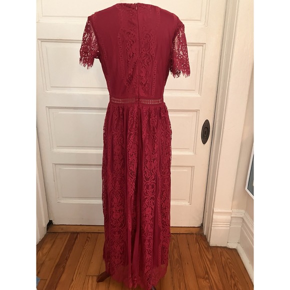 NWT Blencot  Maxi Dress Red Maroon‎ Lace Sz Small boho prairie cottagecore - Picture 13 of 14